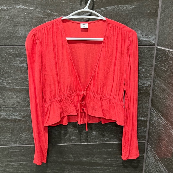 Aritzia Tie Front Blouse - Picture 2 of 6